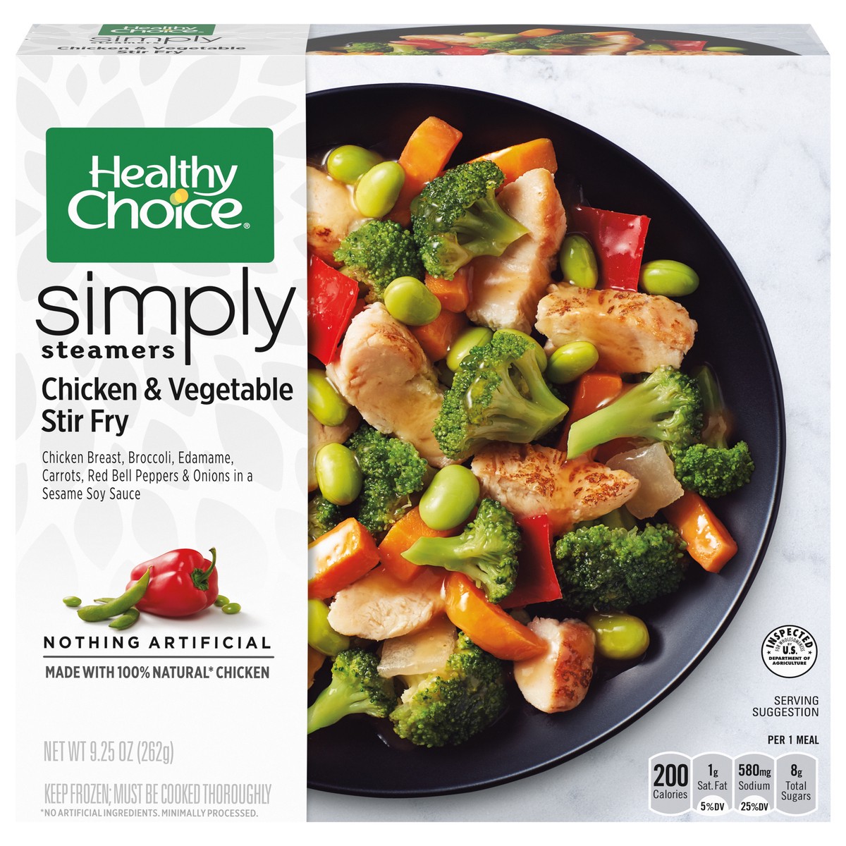 slide 1 of 5, Healthy Choice Simply Steamers Chicken & Vegetable Stir Fry, Frozen Meal, 9.25 oz., 9.25 oz
