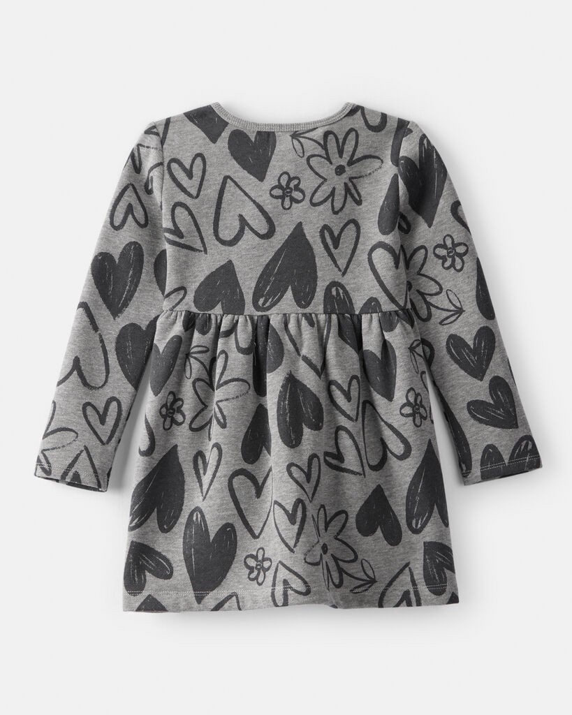 slide 2 of 3, Carter's Toddler Girl DayDream Fleece Heart Knit Dress - Grey Grey 4T, 1 ct
