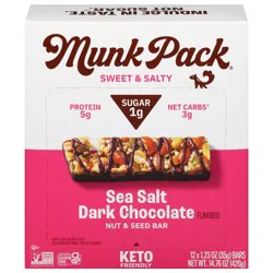 Munk Pack Sweet & Salty Sea Salt Dark Chocolate Nut & Seed Bar - 12 ct 1.23 oz
