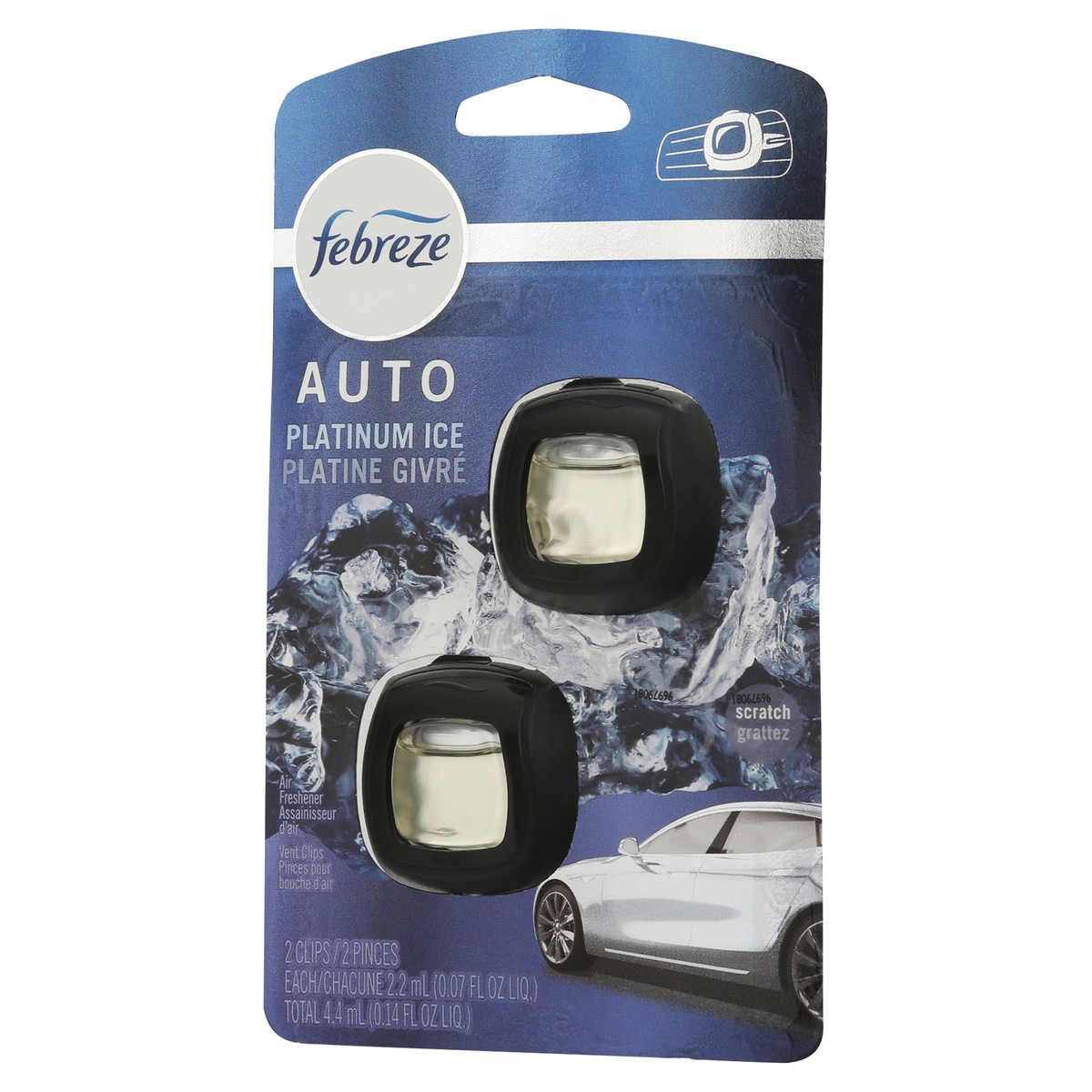 slide 7 of 9, Febreze Auto Vent Clips Platinum Ice Air Freshener 2 - 0.07 fl oz Each, 2 ct