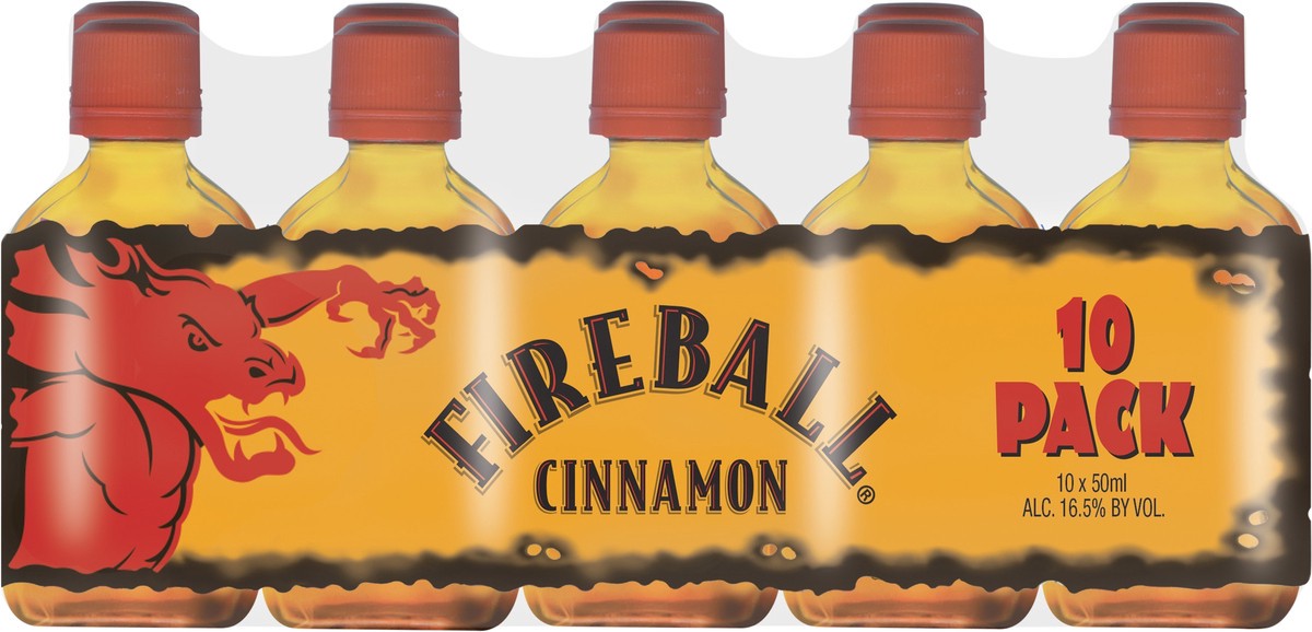 slide 4 of 4, Fireball Cinnamon Malt Beverage, 50ml Bottles, 10 Count, 33 Proof, 50 ml