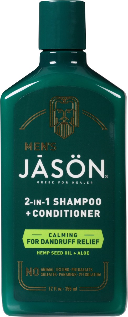 slide 6 of 8, Jason Men's Hemp Seed Oil + Aloe 2-in-1 Shampoo + Conditioner 12 fl oz Bottle, 12 fl oz