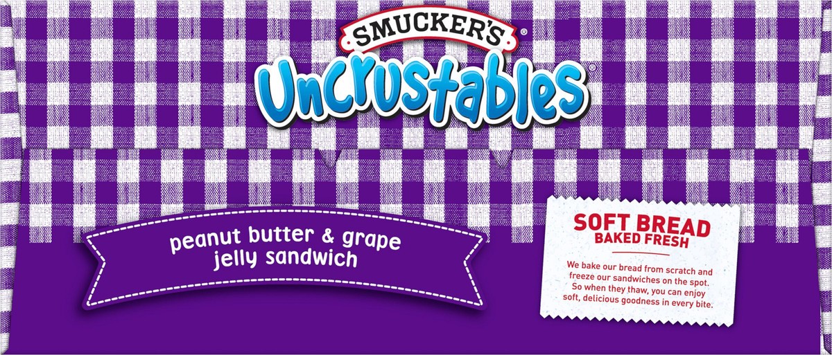 slide 7 of 11, Smucker's Uncrustables Peanut Butter & Grape Jelly Sandwich, 15-Count Pack, 15 ct; 2 oz