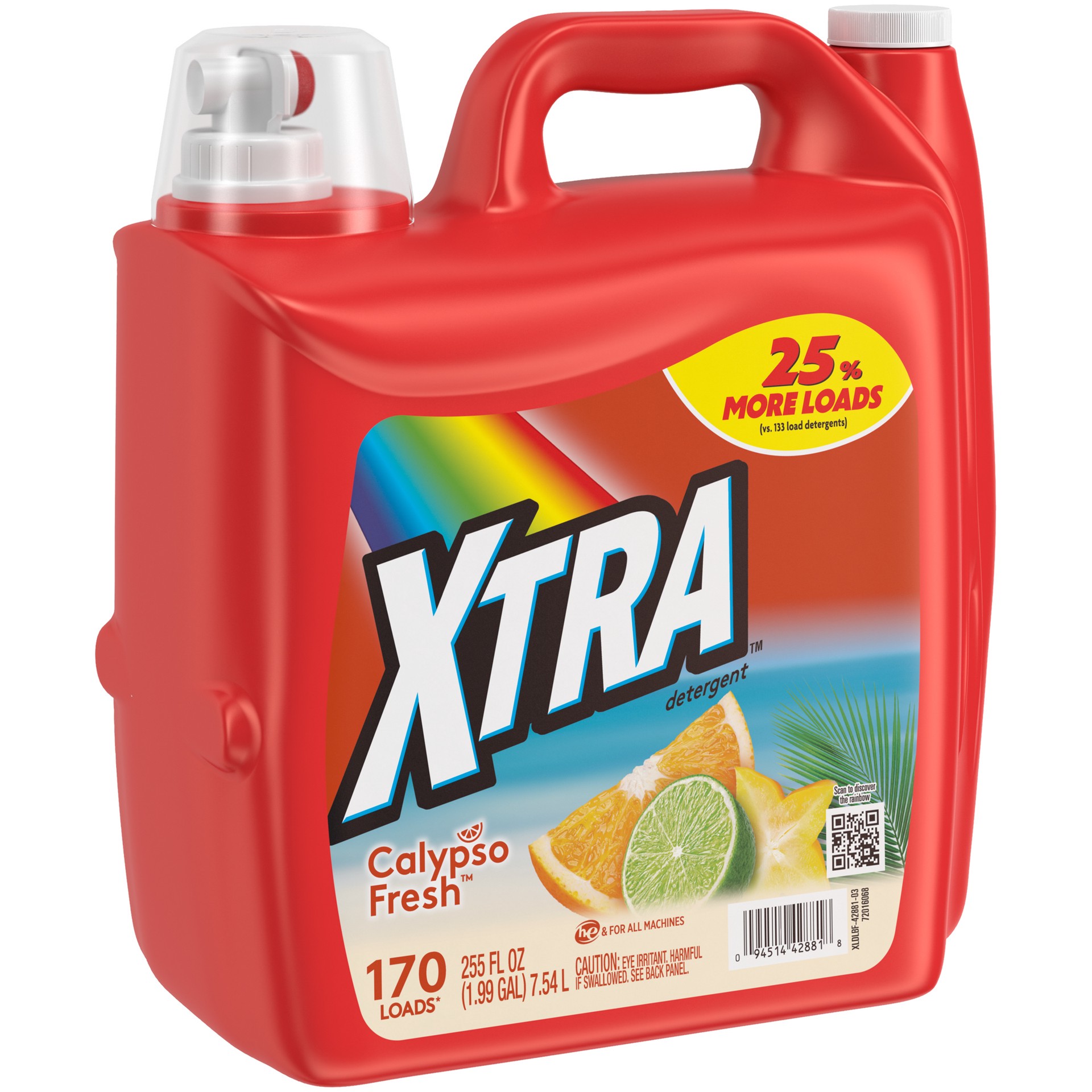 slide 4 of 5, Xtra Liquid Laundry Detergent, Calypso Fresh, 255oz, 255 fl oz