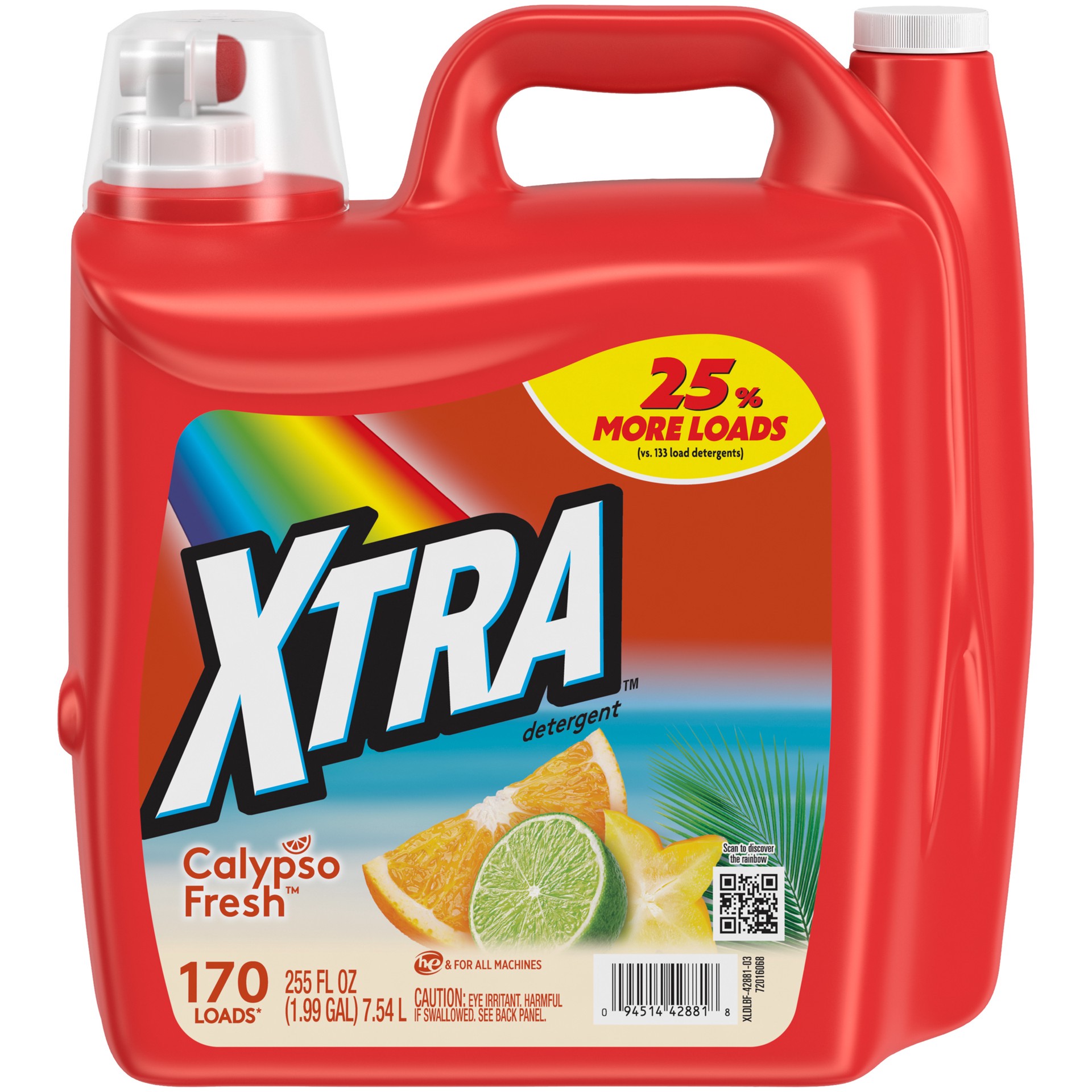 slide 1 of 5, Xtra Liquid Laundry Detergent, Calypso Fresh, 255oz, 255 fl oz
