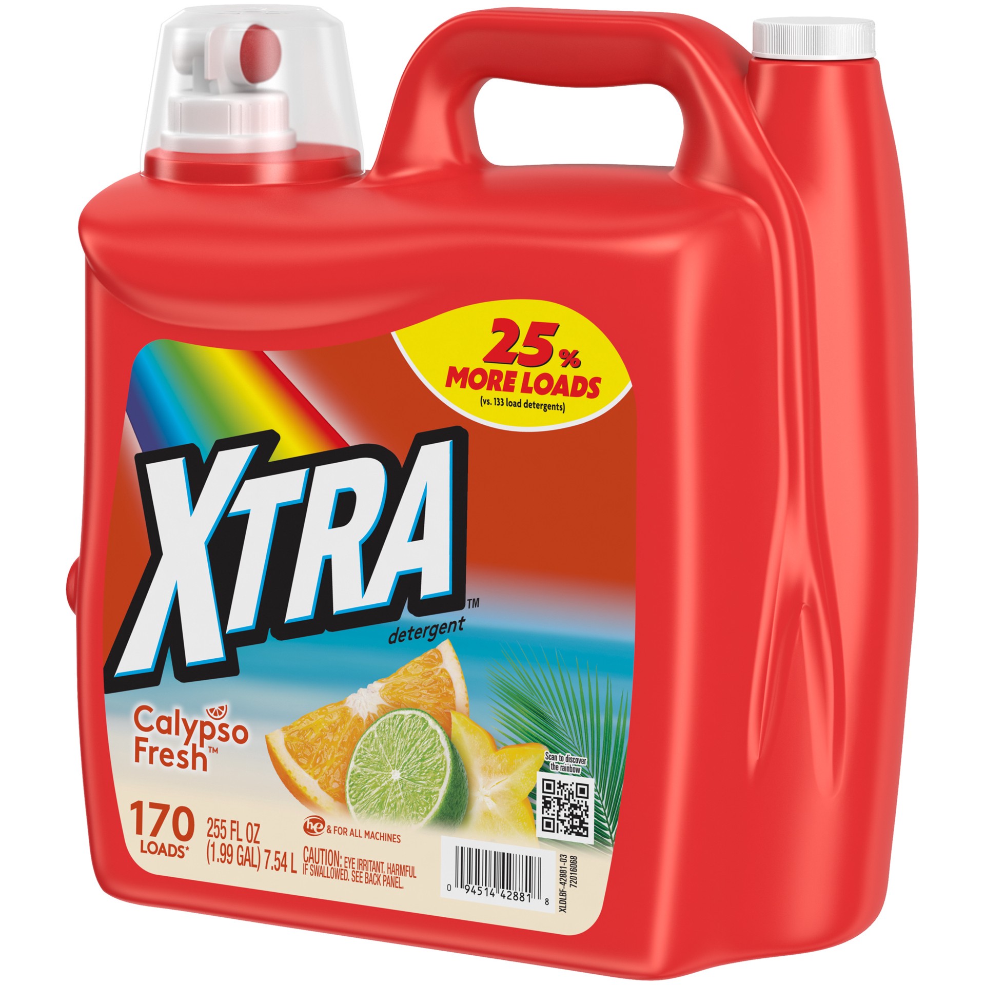 slide 5 of 5, Xtra Liquid Laundry Detergent, Calypso Fresh, 255oz, 255 fl oz