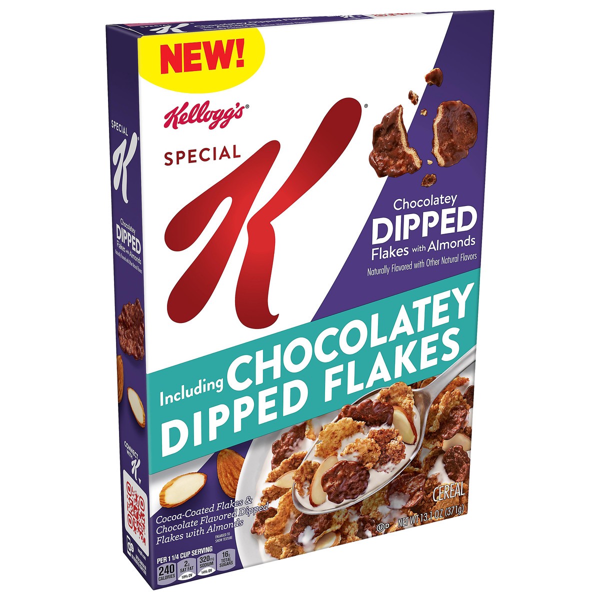 slide 8 of 8, Special K Kellogg's Special K Cold Breakfast Cereal, Chocolatey Dipped Flakes with Almonds, 13.1 oz, 13.1 oz