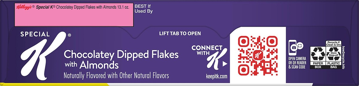 slide 3 of 8, Special K Kellogg's Special K Cold Breakfast Cereal, Chocolatey Dipped Flakes with Almonds, 13.1 oz, 13.1 oz