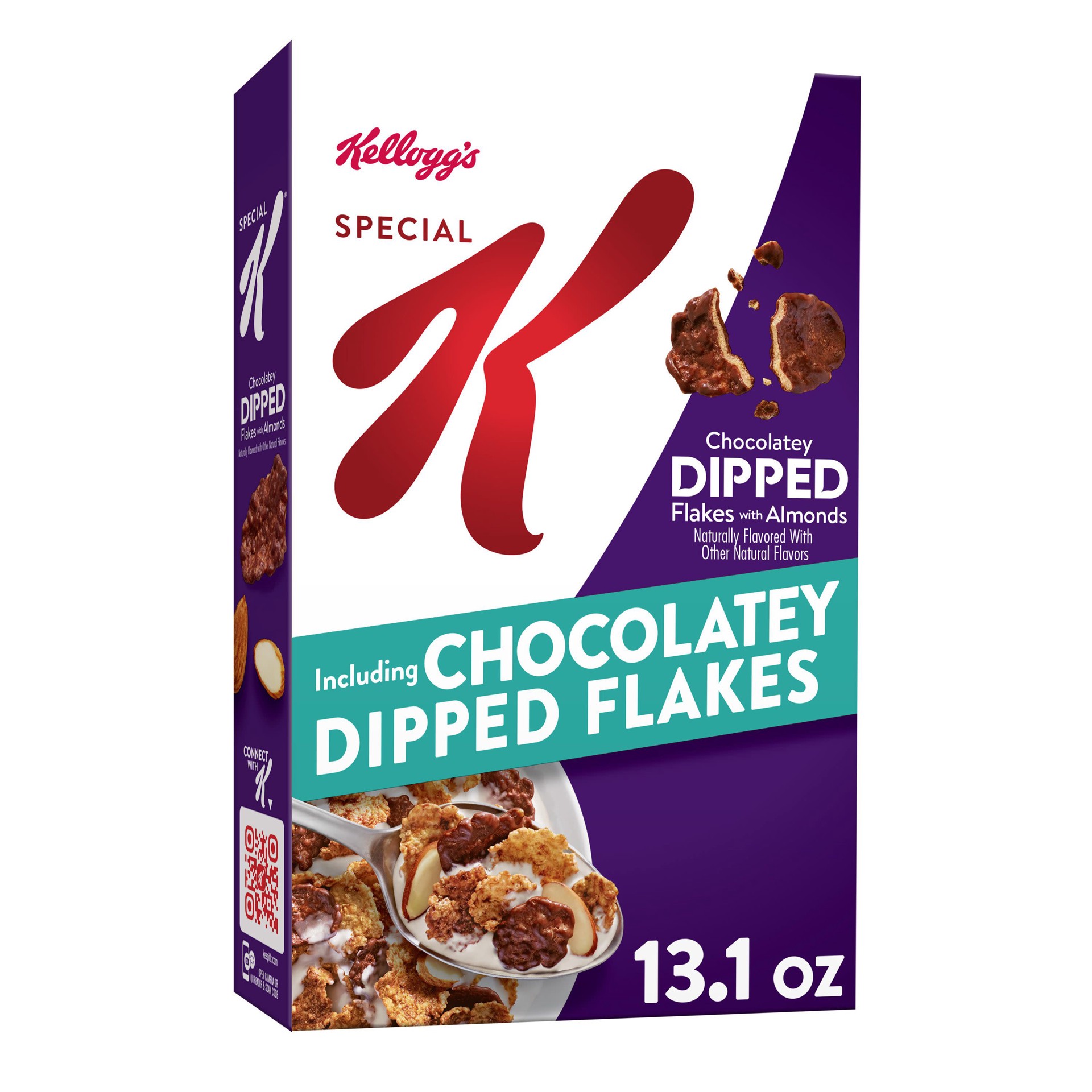 slide 1 of 8, Special K Kellogg's Special K Cold Breakfast Cereal, Chocolatey Dipped Flakes with Almonds, 13.1 oz, 13.1 oz