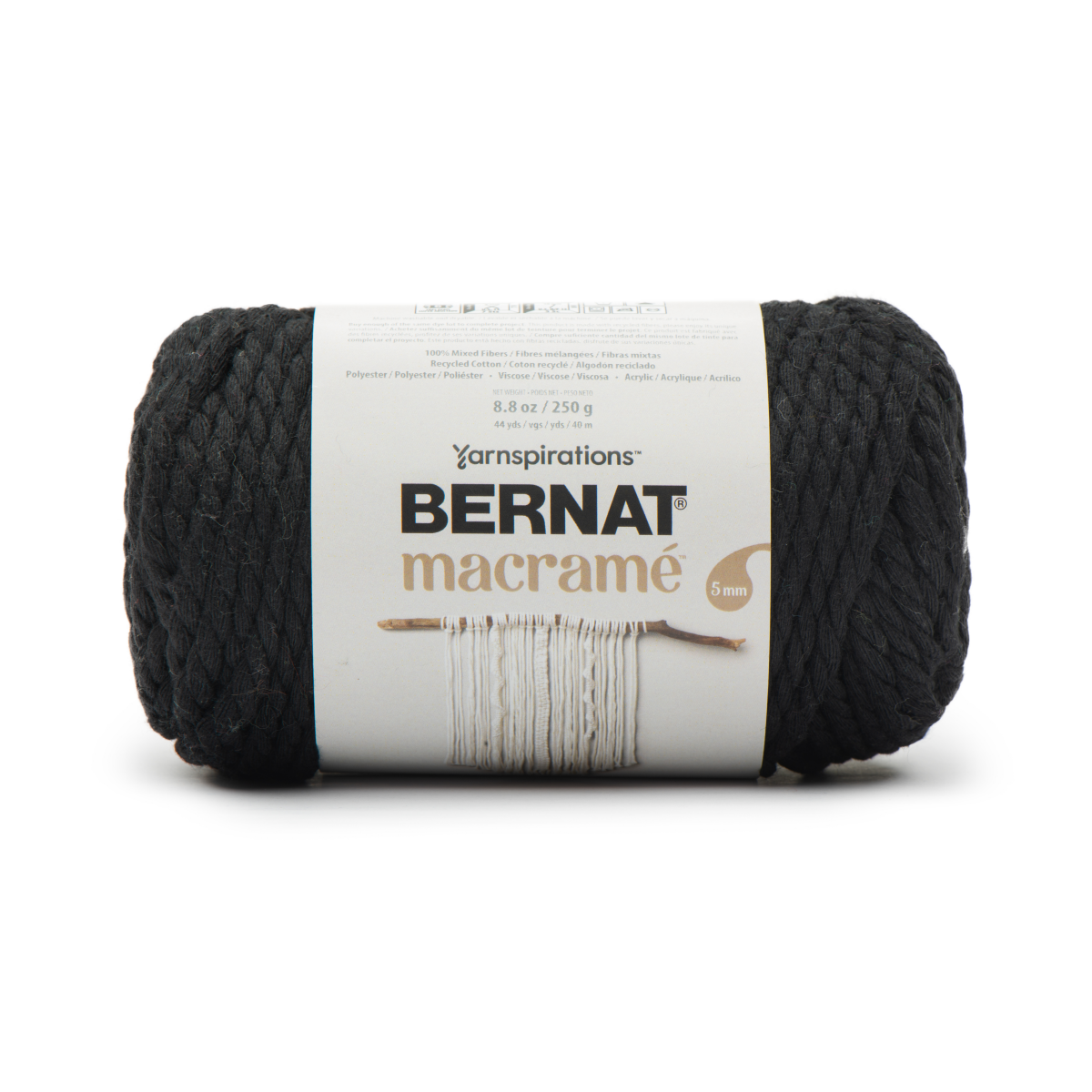 slide 1 of 1, Bernat Macrame Black Yarn, 1 ct