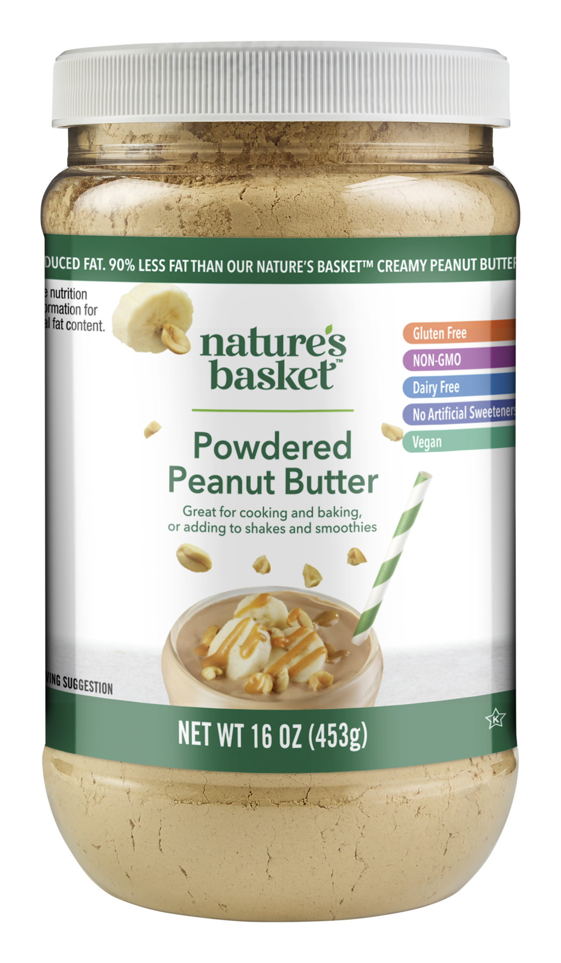 slide 1 of 1, nature's basket Powdered Peanut Butter, 16 oz
