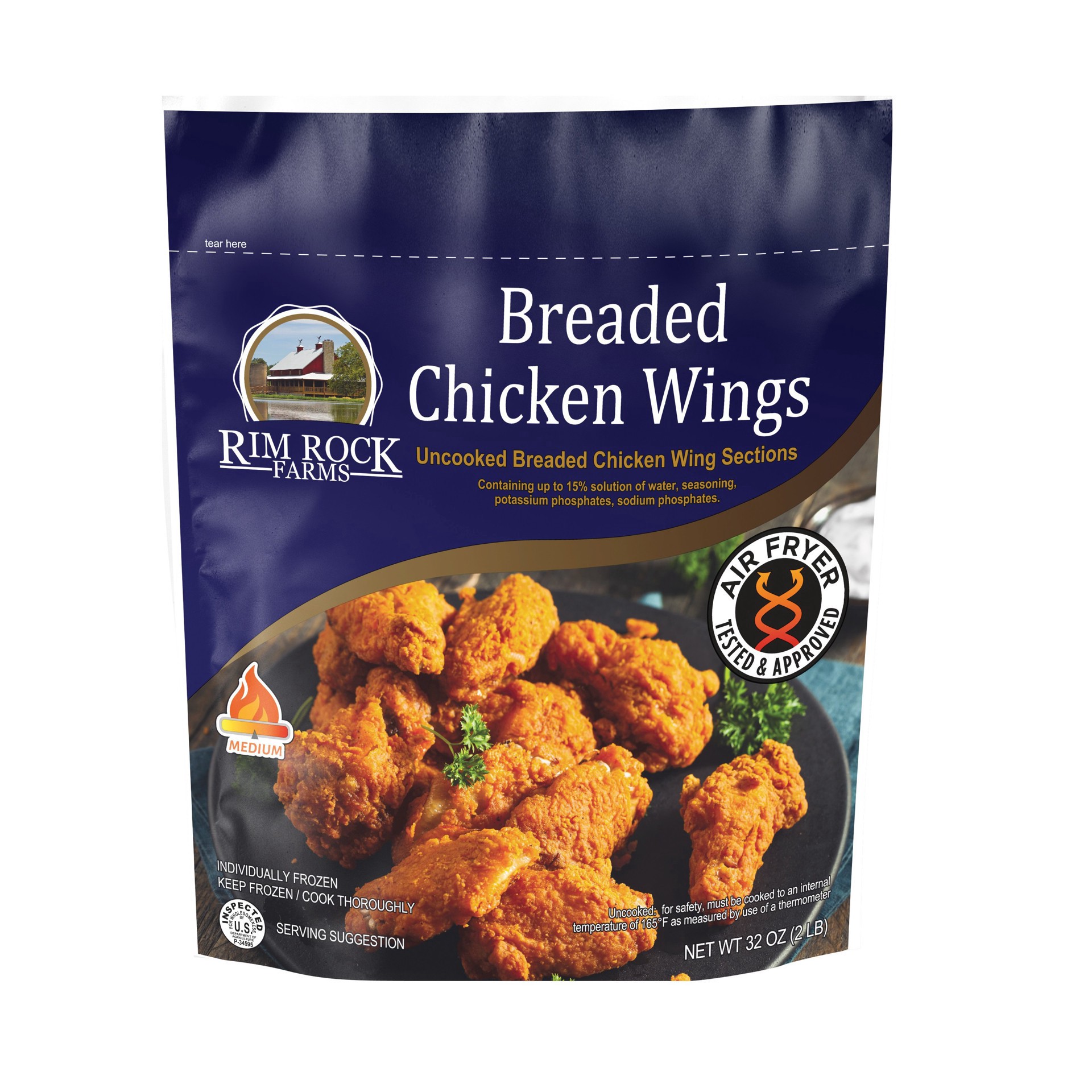 slide 1 of 1, Rim Rock Farms Breaded Chicken Wings, 2 lb