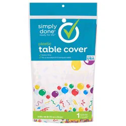 Simply Done Happy Birthday Print Plastic Table Cover 1 Each