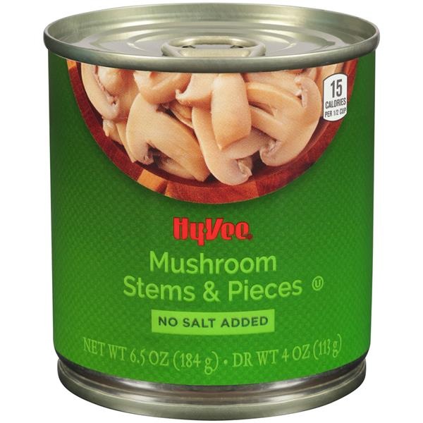 slide 1 of 1, Hy-vee Mushroom Stems & Pieces, 6.5 oz