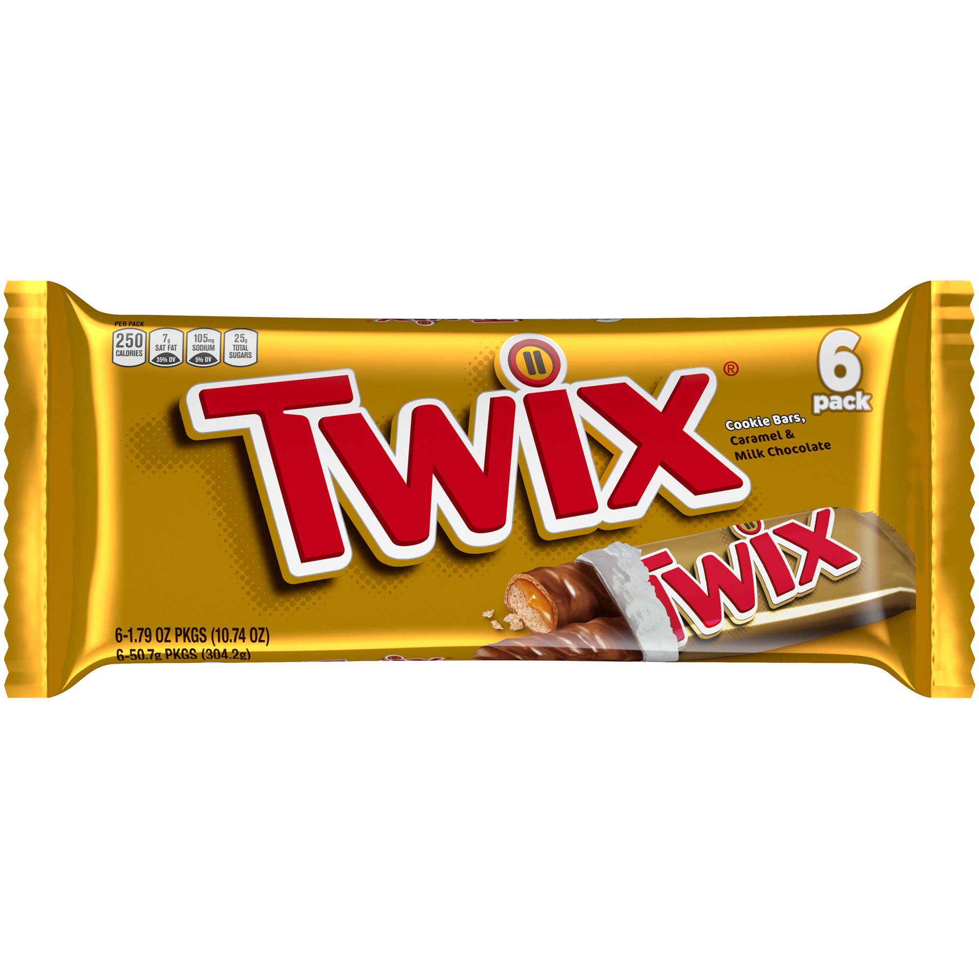 slide 1 of 5, TWIX, Caramel Milk Chocolate, 6 ct; 10.74 oz