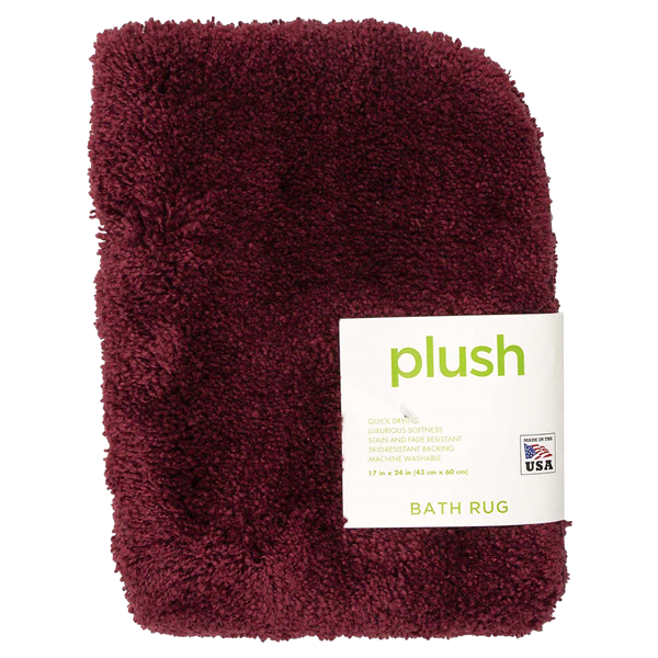 slide 4 of 5, Mohawk Plush Bath Rug, Merlot, 17 in x 24 in