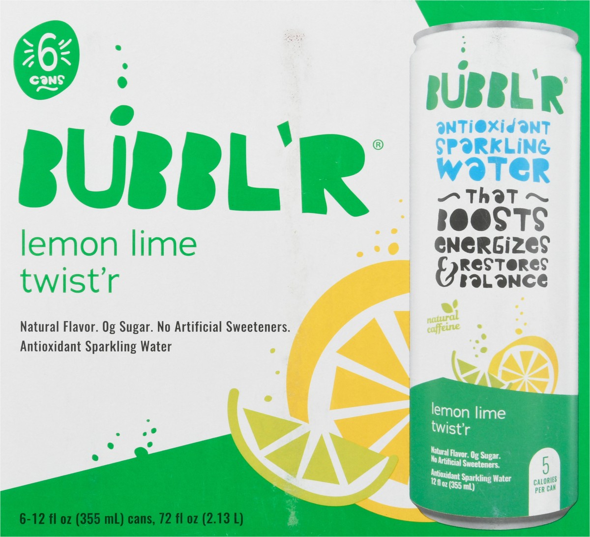 slide 7 of 9, BUBBL'R Antioxidant Sparkling Water - lemon lime twist'r / - 6 ct; 12 fl oz, 6 ct; 12 fl oz