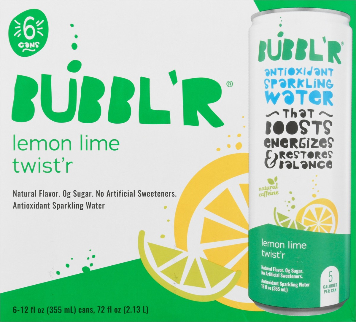 slide 4 of 9, BUBBL'R Antioxidant Sparkling Water - lemon lime twist'r / - 6 ct; 12 fl oz, 6 ct; 12 fl oz