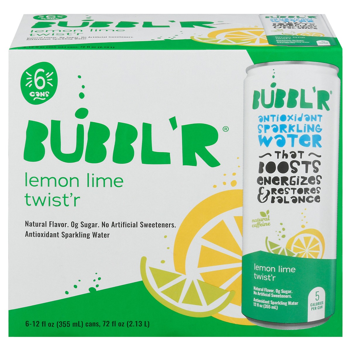 slide 1 of 9, BUBBL'R Antioxidant Sparkling Water - lemon lime twist'r / - 6 ct; 12 fl oz, 6 ct; 12 fl oz