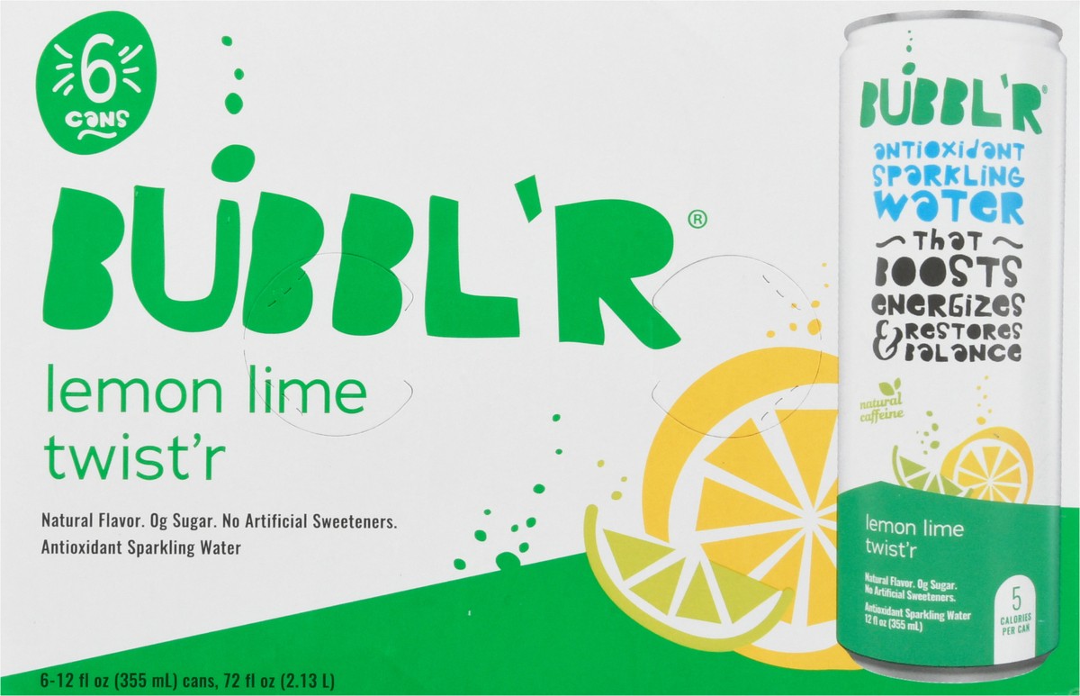 slide 8 of 9, BUBBL'R Antioxidant Sparkling Water - lemon lime twist'r / - 6 ct; 12 fl oz, 6 ct; 12 fl oz