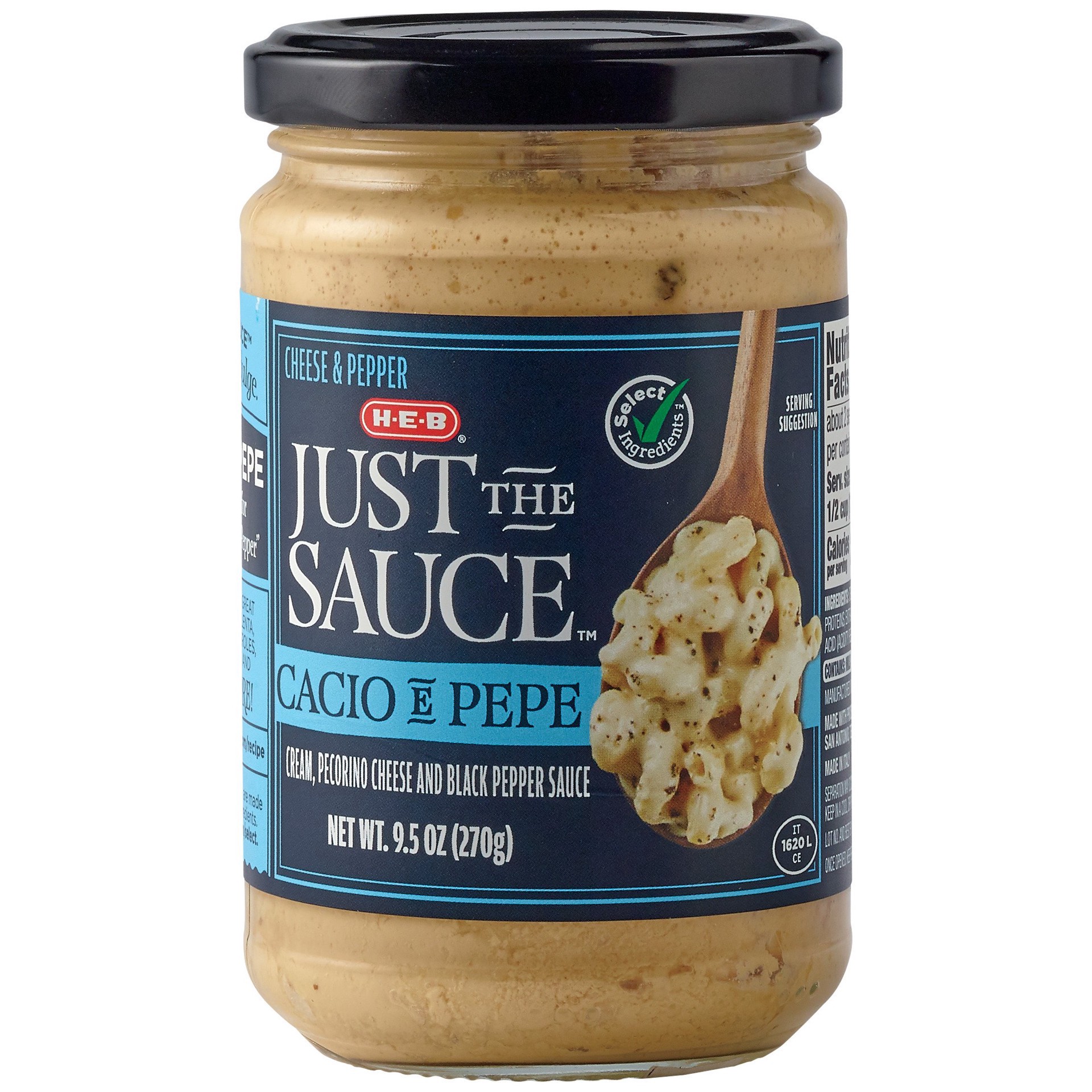 slide 1 of 1, H-E-B Just the Sauce - Cacio e Pepe, 9.5 oz