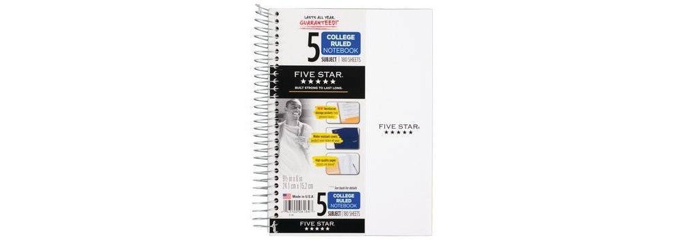 slide 9 of 12, Mead Five Star College-Ruled 5-Subject Notebook, 1 ct