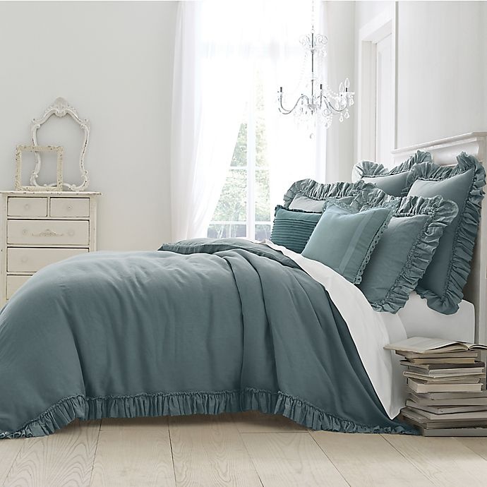 slide 1 of 1, Wamsutta Vintage Gauze Ruffle King Duvet Cover - Aegean, 1 ct