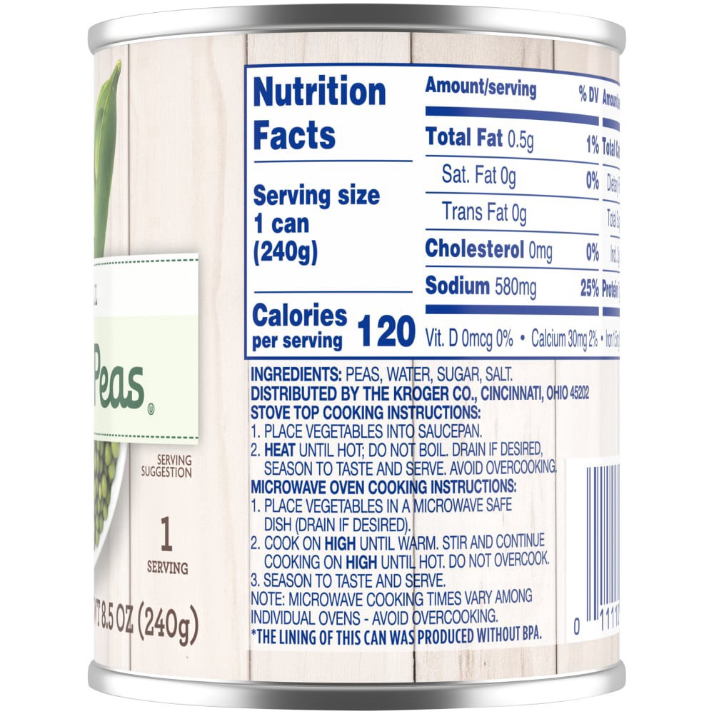 slide 3 of 3, Kroger Small Sweet Peas, 8.5 oz