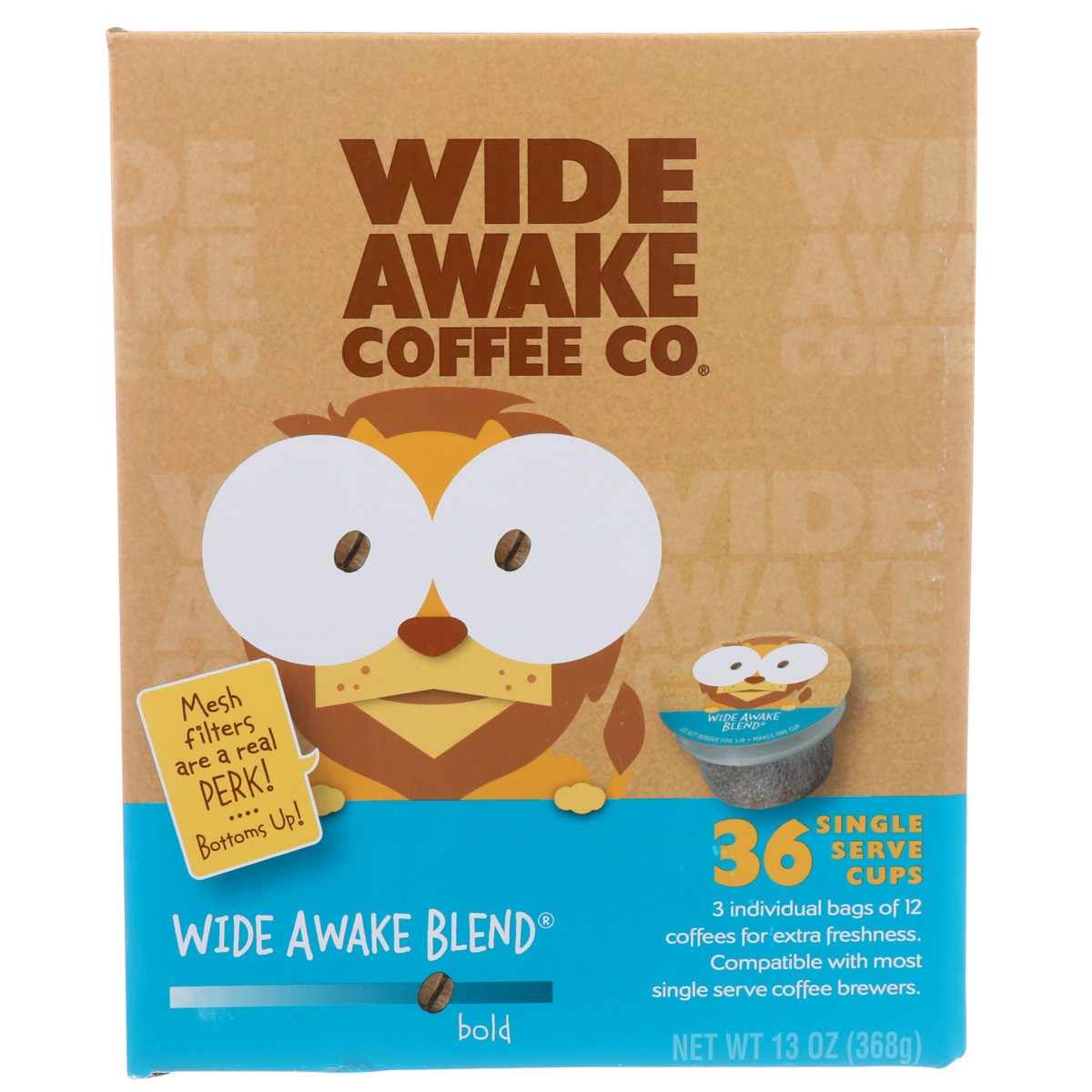 slide 2 of 12, Wide Awake Bold Roast Wide Awake Blend 100% Arabica Coffee Single Serve Cups - 13 oz, 13 oz