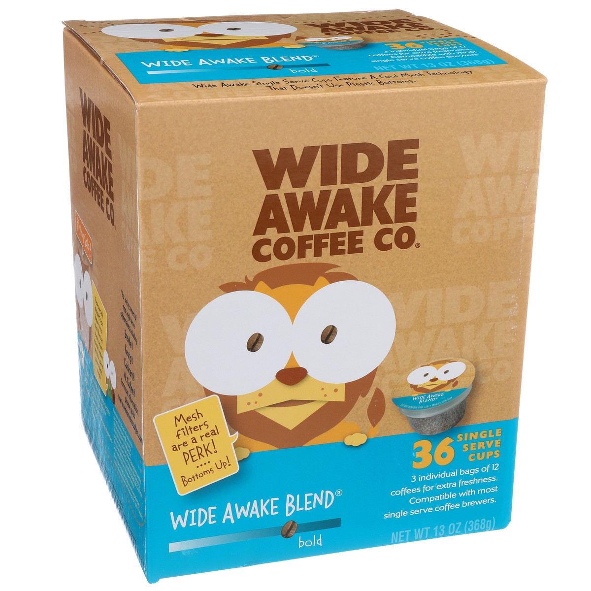 slide 10 of 12, Wide Awake Bold Roast Wide Awake Blend 100% Arabica Coffee Single Serve Cups - 13 oz, 13 oz