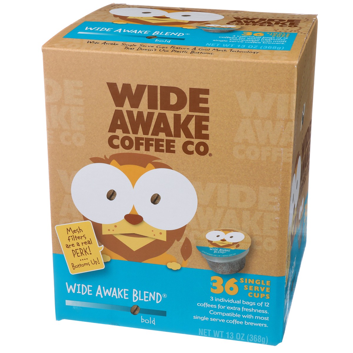 slide 7 of 12, Wide Awake Bold Roast Wide Awake Blend 100% Arabica Coffee Single Serve Cups - 13 oz, 13 oz