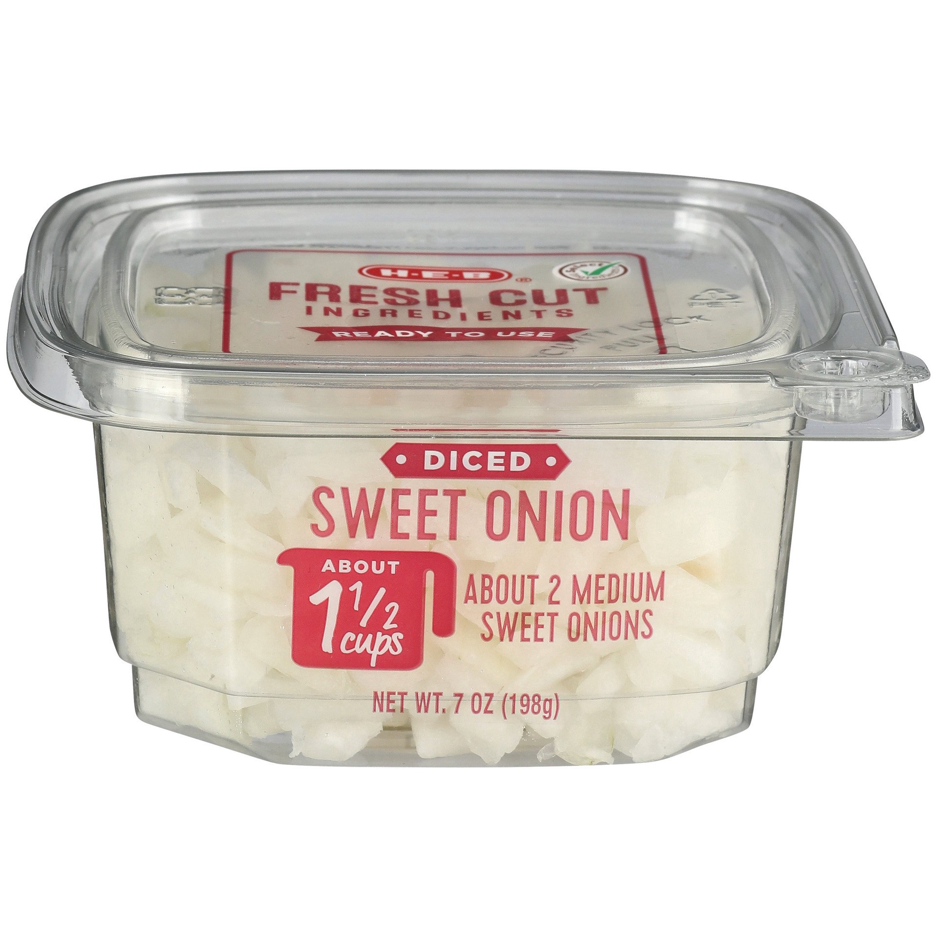 slide 1 of 1, H-E-B Diced Sweet Onions, 7 oz