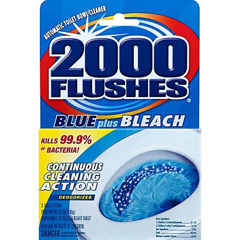 slide 1 of 1, 2000 Flushes Toilet Bowl Cleaner Automatic Blue Plus Bleach 2 Count - 3.5 Oz, 3.5 oz