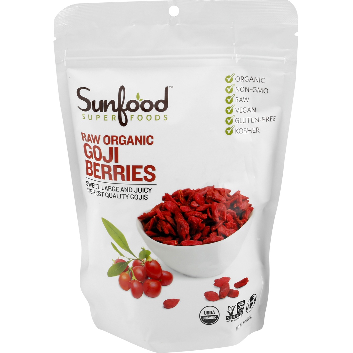 slide 1 of 1, Sunfood Superfoods Raw Organic Goji Berries, 8 oz