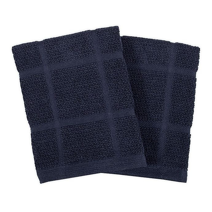 slide 1 of 3, KitchenSmart Colors Solid Dish Cloths - Navy, 2 ct