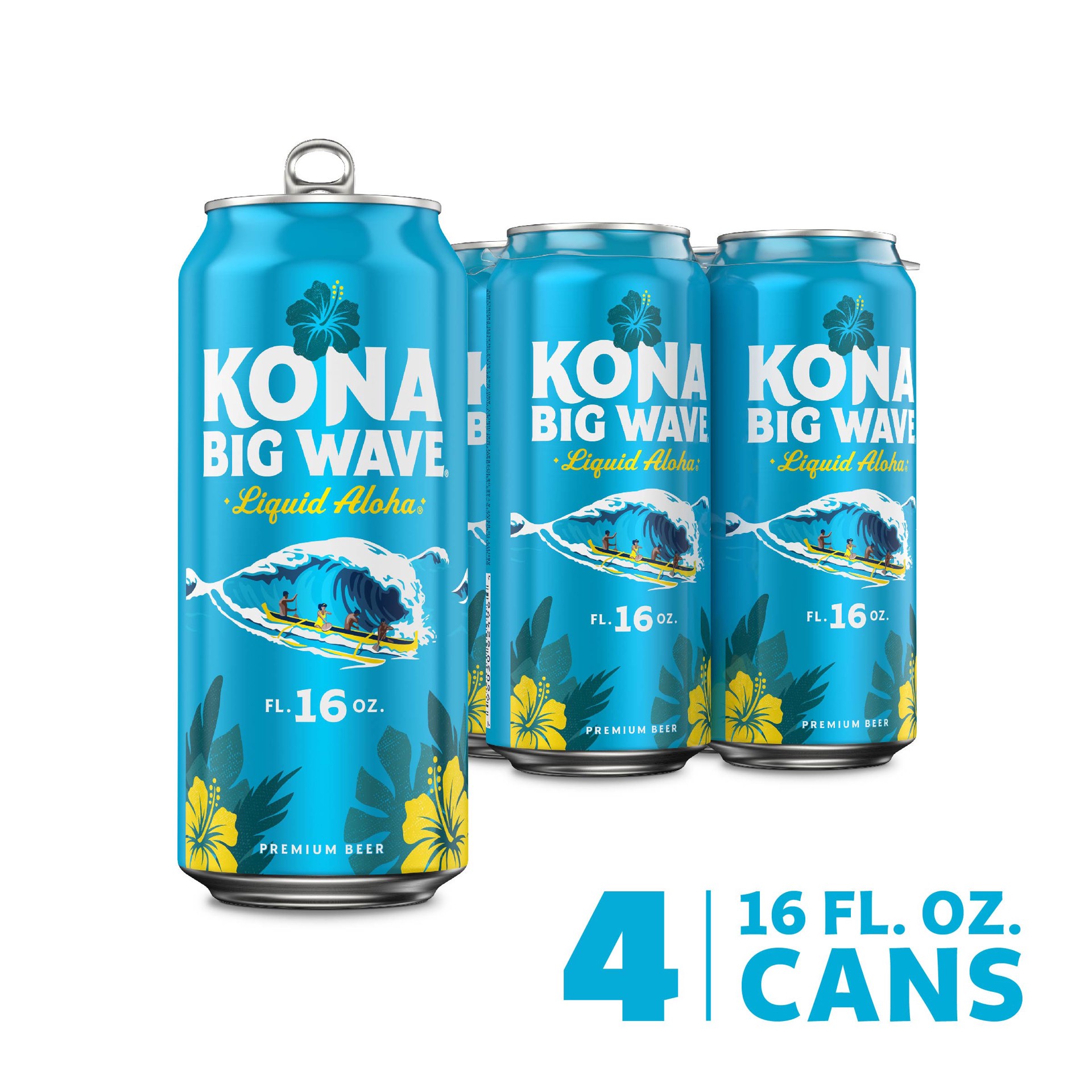 slide 5 of 5, Kona Brewing Co. Brewing Co Big Wave Golden Ale Beer 4, 16 fl oz Cans, 64 fl oz