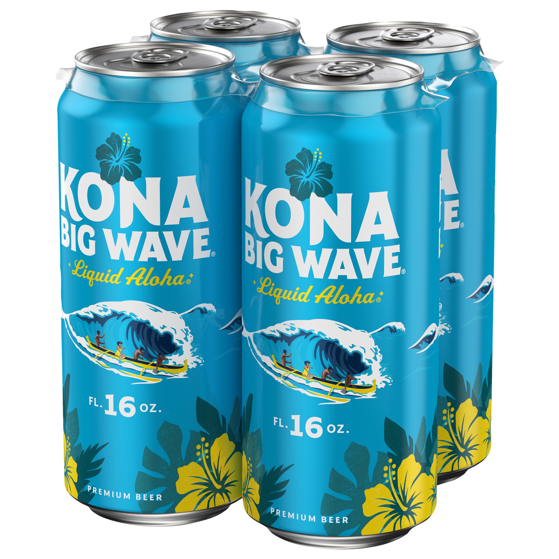 slide 4 of 5, Kona Brewing Co. Brewing Co Big Wave Golden Ale Beer 4, 16 fl oz Cans, 64 fl oz