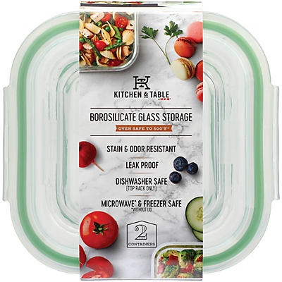 slide 1 of 1, Kitchen & Table Green Borosilicate Square Container Set, 1 ct