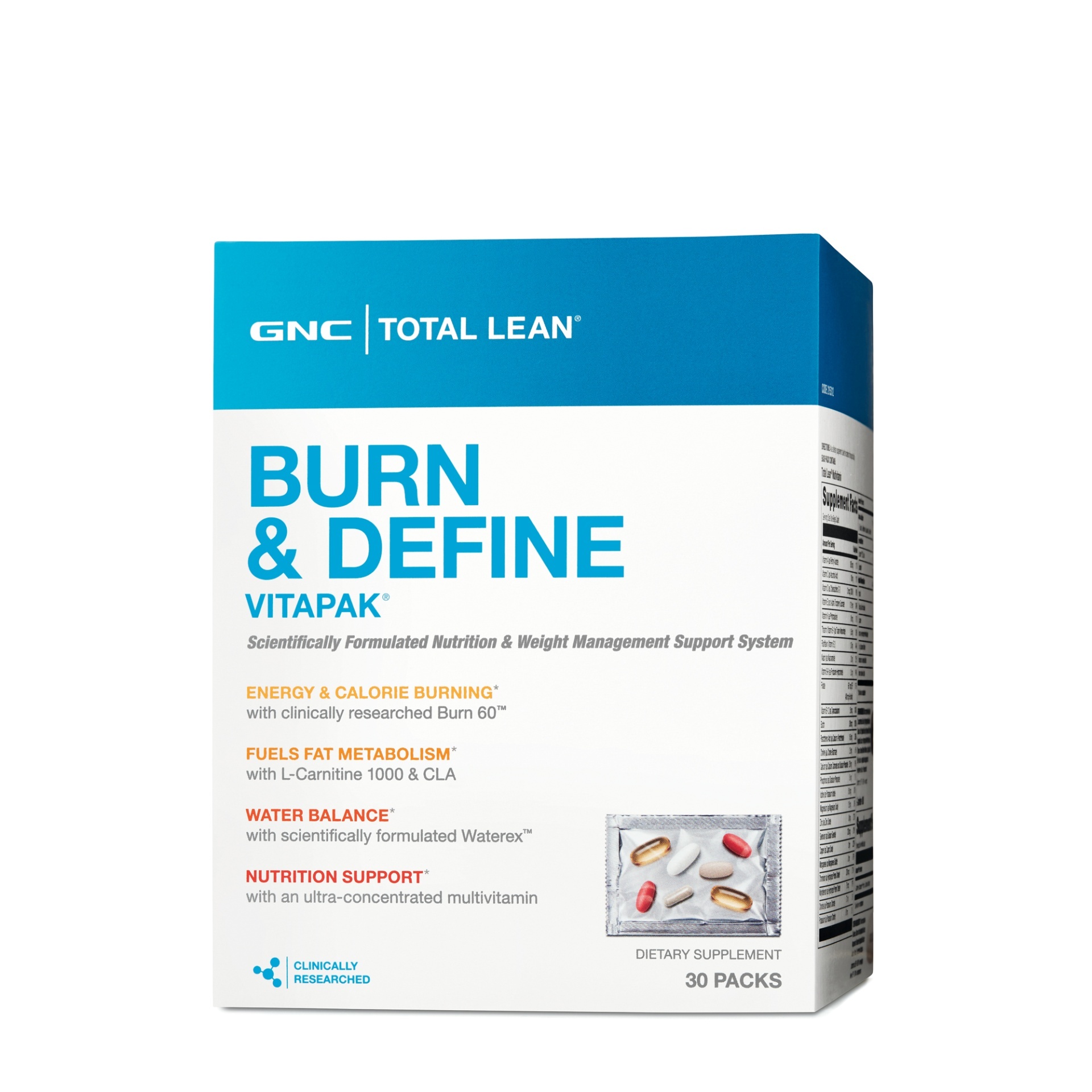 slide 1 of 1, GNC Total Lean Burn & Define Vitapak, 30 ct