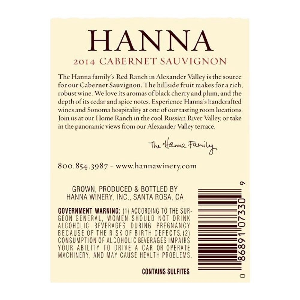 slide 1 of 2, Hanna Winery Hanna Cabernet Sauvignon, 750 ml