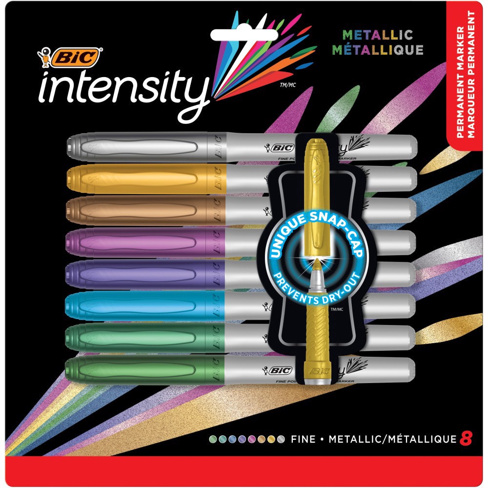 slide 4 of 6, Bic Mark It Assorted. Metallic Ink Permanent Marker, 8 ct