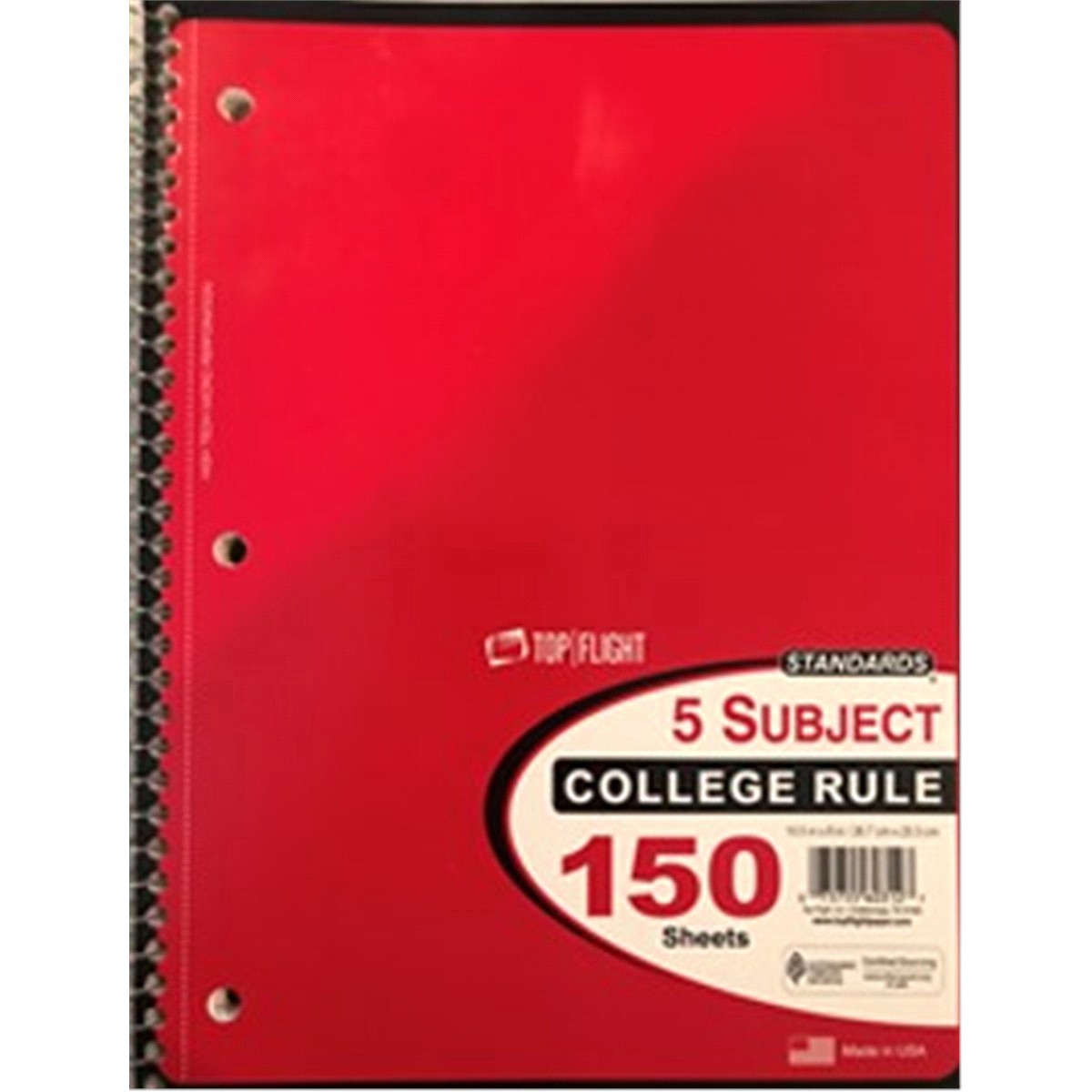 slide 1 of 1, 5 Subject College Ruled Notebook, 1 ct