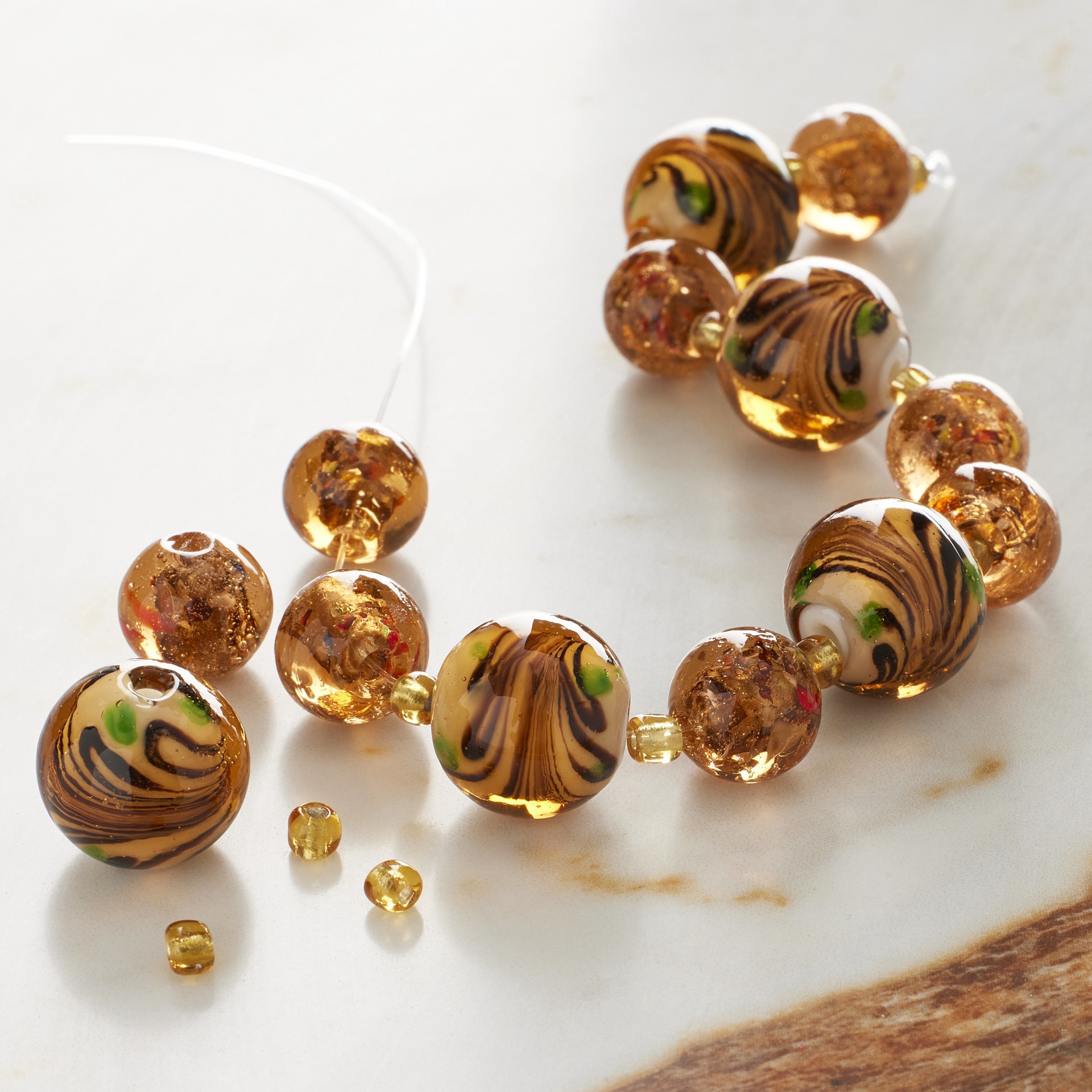 slide 3 of 3, Amber Lampwork Glass Beads By Bead Landing, 10mm-16mm
