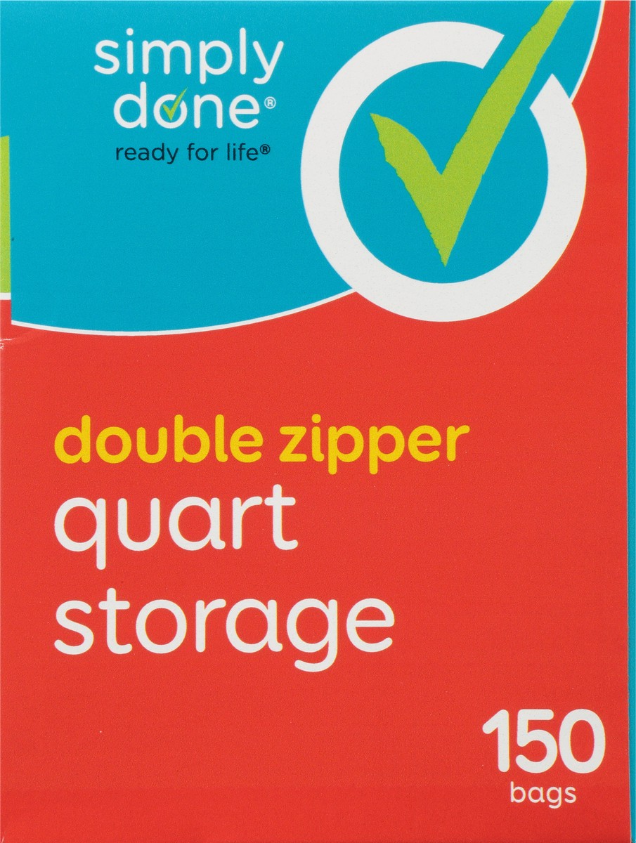 slide 3 of 12, Simply Done Double Zipper Quart Jumbo Pack Storage Bags 150 ea, 150 ct