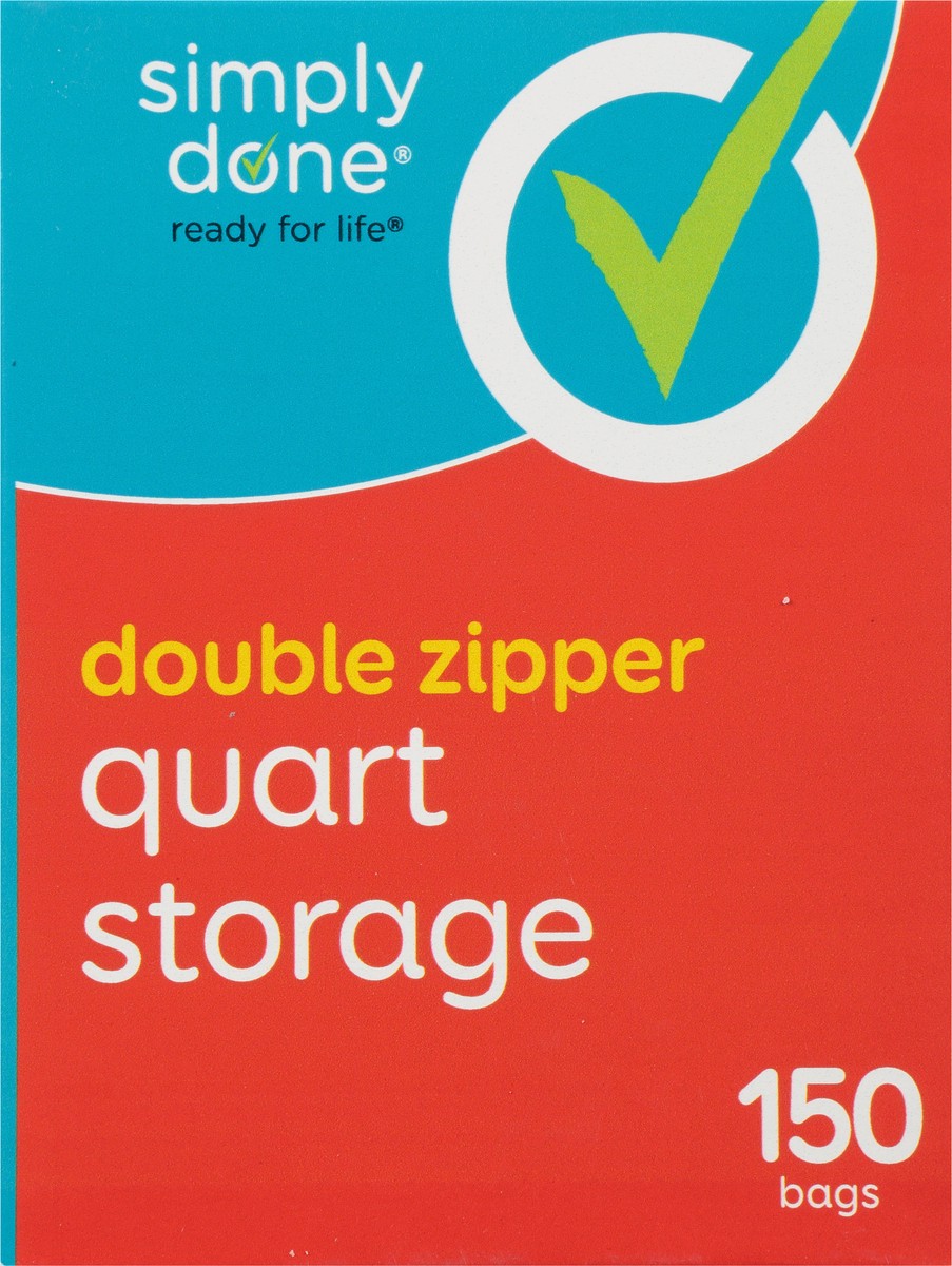 slide 8 of 12, Simply Done Double Zipper Quart Jumbo Pack Storage Bags 150 ea, 150 ct