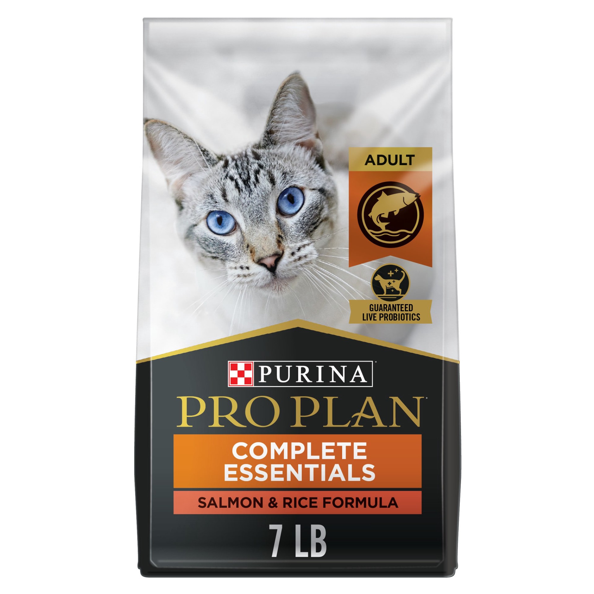 slide 1 of 8, Pro Plan Purina Pro Plan High Protein Cat Food With Probiotics for Cats, Salmon and Rice Formula, 7 lb