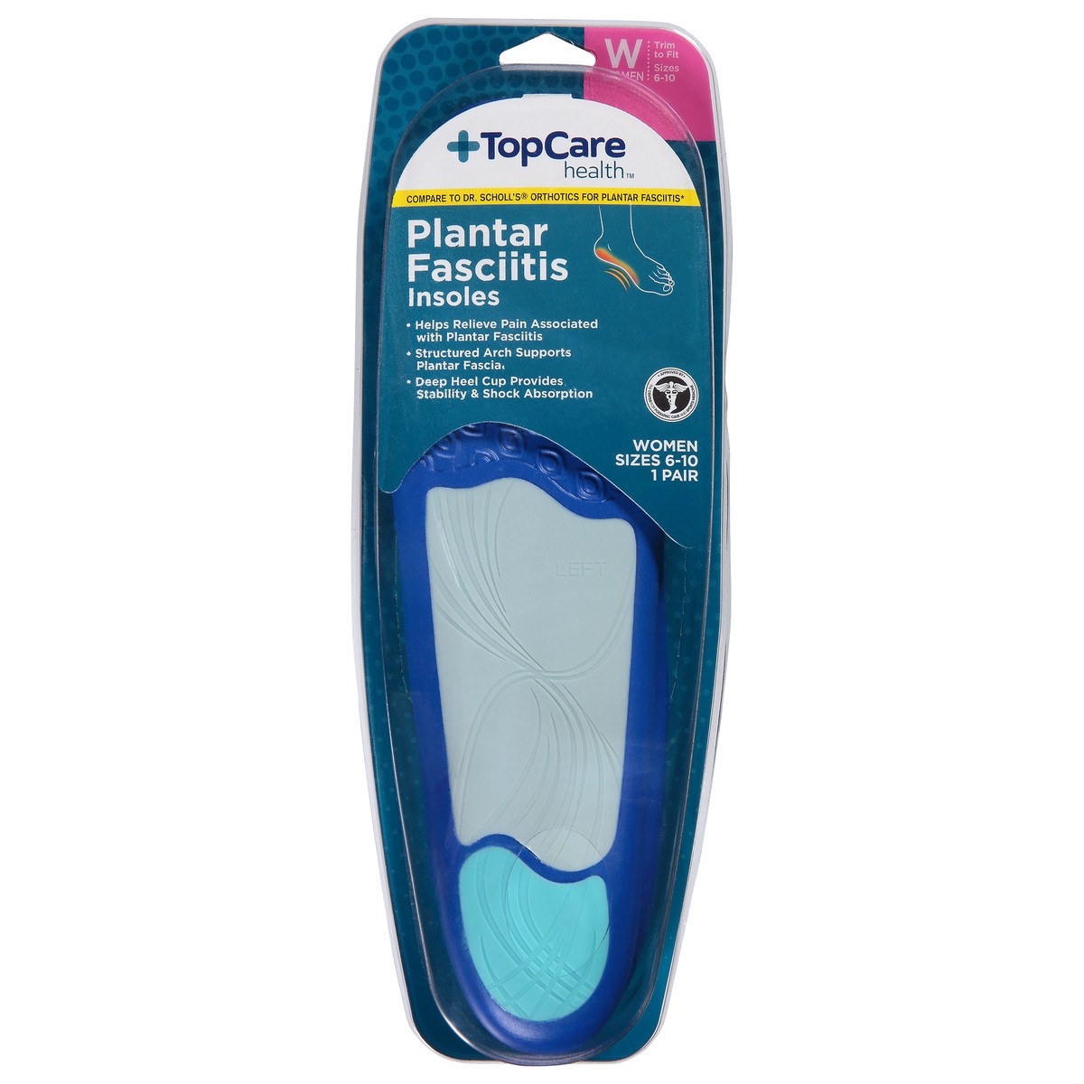 slide 8 of 12, Topcare Insoles Plantar Fascitis Women, 1 ct