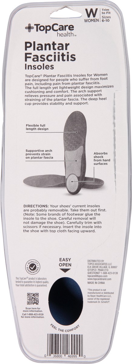 slide 12 of 12, Topcare Insoles Plantar Fascitis Women, 1 ct