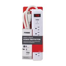 Prime Wire & Cable Prime 6-Outlet General Purpose Surge Protector - White