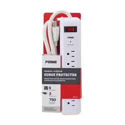 Prime Wire & Cable Prime 6-Outlet General Purpose Surge Protector - White
